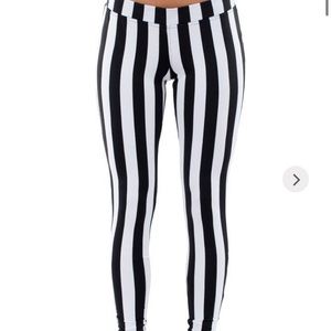 Black and white stripped leggings by tipsy elves